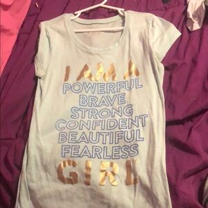 Graphic Tee - Empowering Words in Gold and Blue